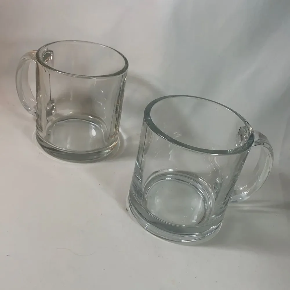 Clear Glass Mugs Coffee Cappuccino Tea Cocoa Cocktail 12 Ounces Each Set Of 2